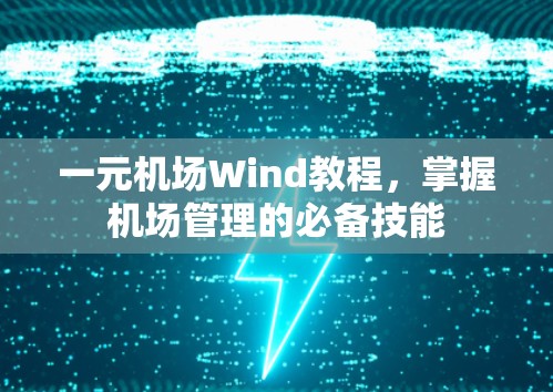 一元机场Wind教程，掌握机场管理的必备技能